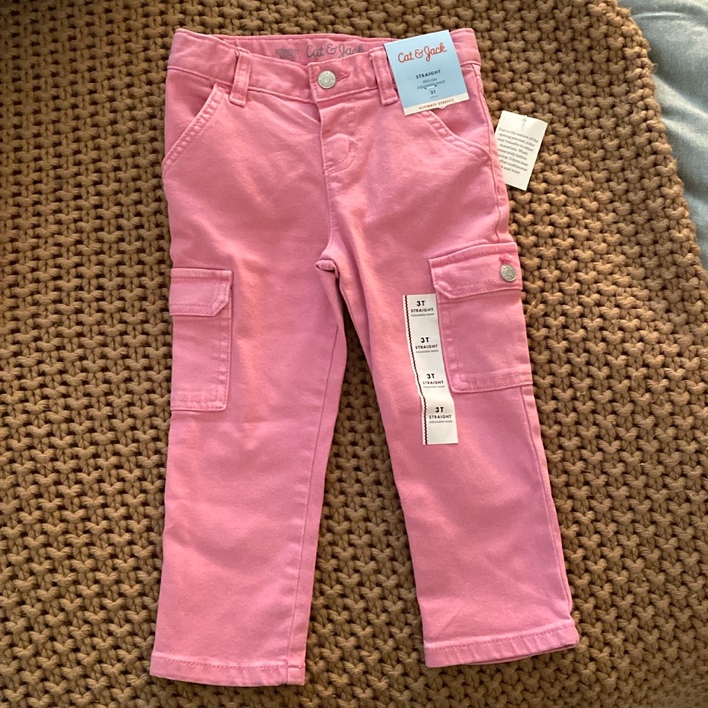 NWT cat and Jack girls cargo pants pink